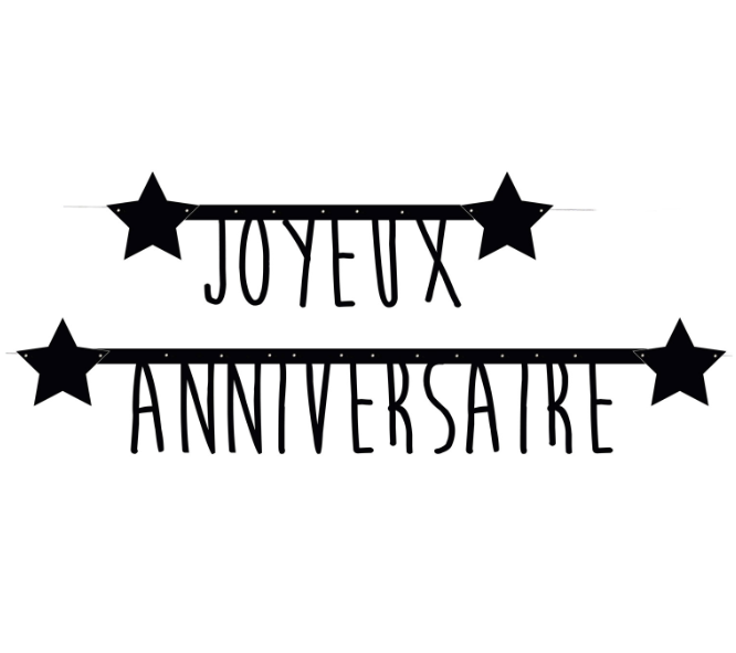 Guirlande noire Joyeux anniversaire 1,60 m