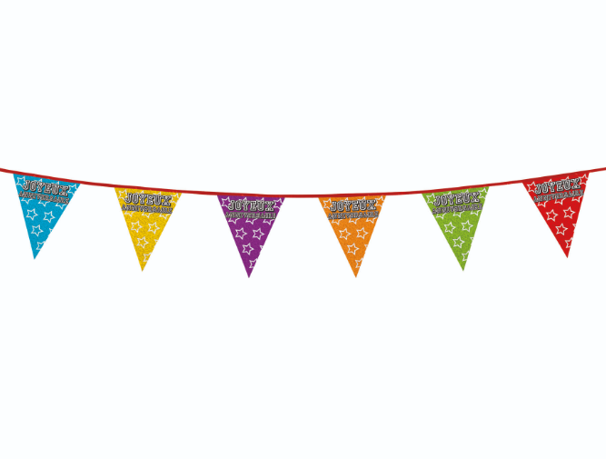 Guirlande fanions holographiques Joyeux anniversaire