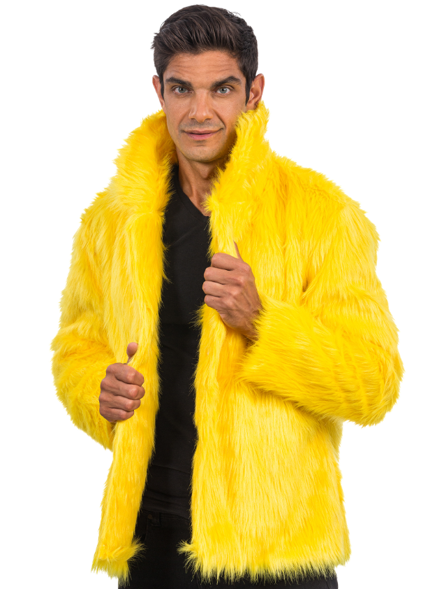 Manteau en fausse fourrure jaune adulte