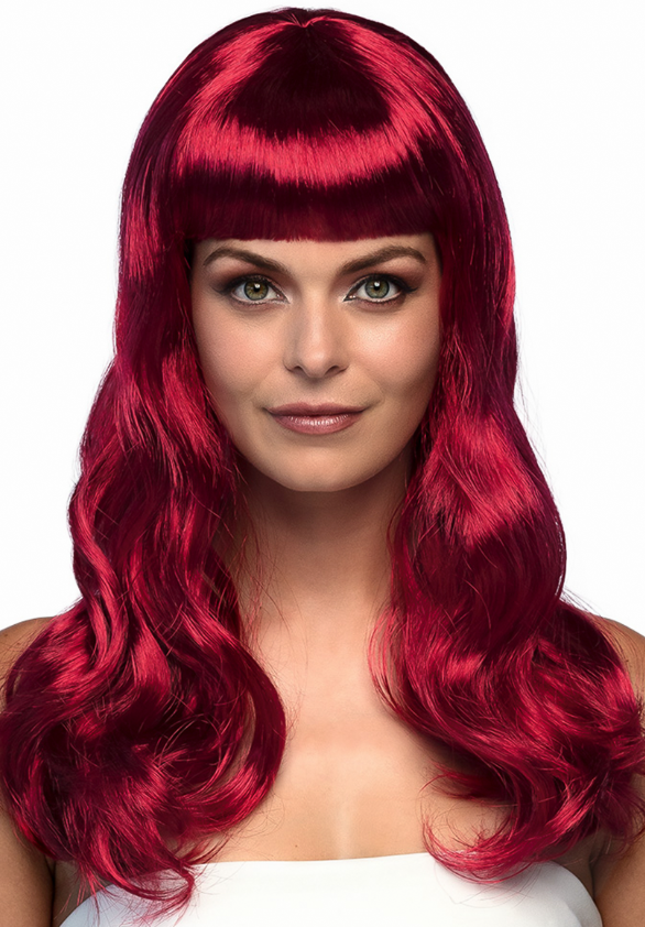 Perruque longue rouge foncée femme