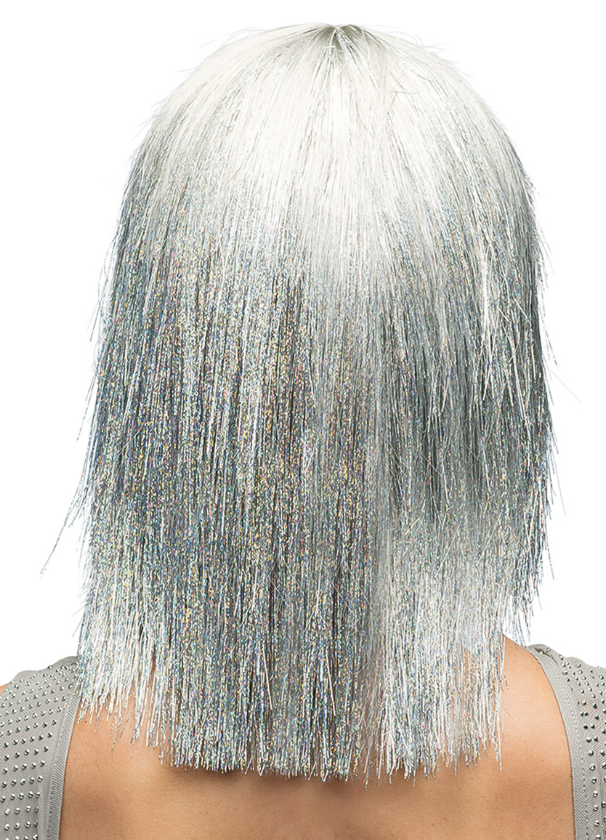 Perruque irisée argentée femme