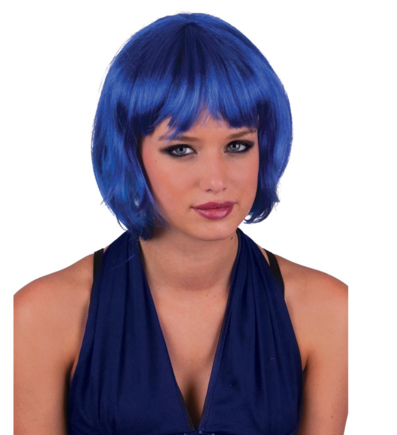 Perruque courte bleu