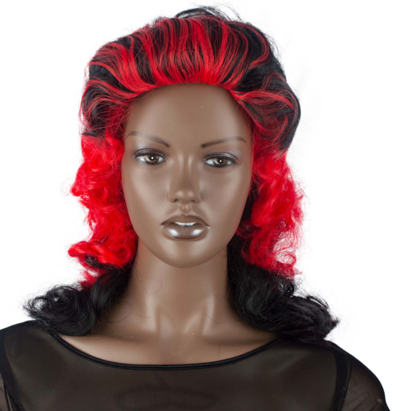 Perruque noire et rouge
