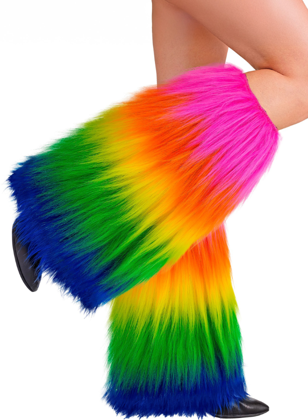 Jambières à poils longs arc en ciel adulte