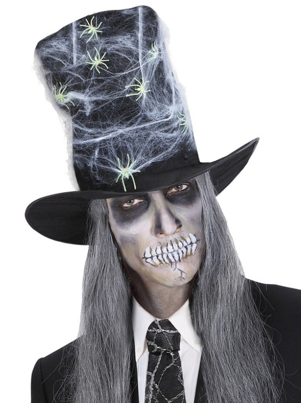 Chapeau haut de forme toile avec araignées adulte Halloween