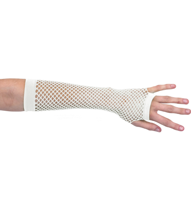 Mitaines longues blanches résille adulte