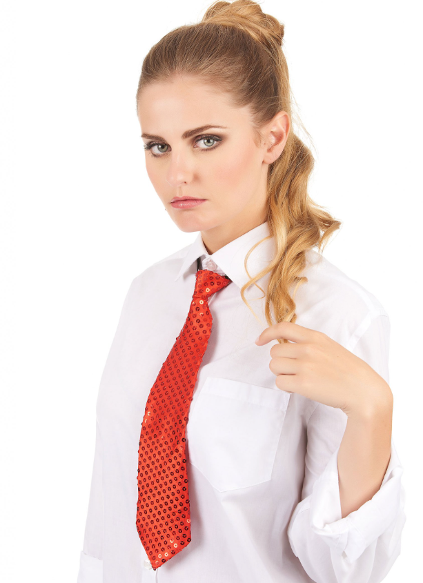 Cravate rouge à sequins adulte