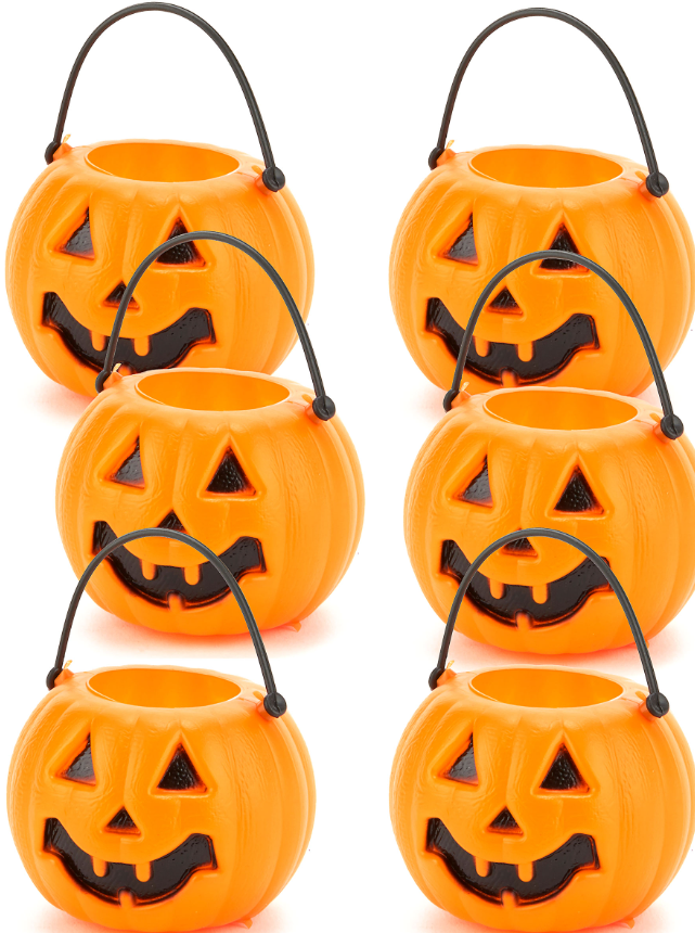 6 Mini seaux citrouilles d'Halloween 6,5 x 5 cm