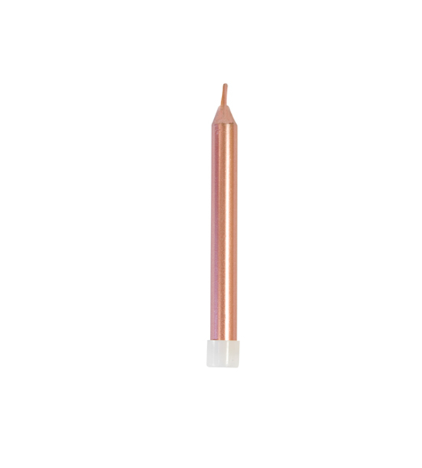 Bougies d'anniversaire rose gold métallisées 7 cm