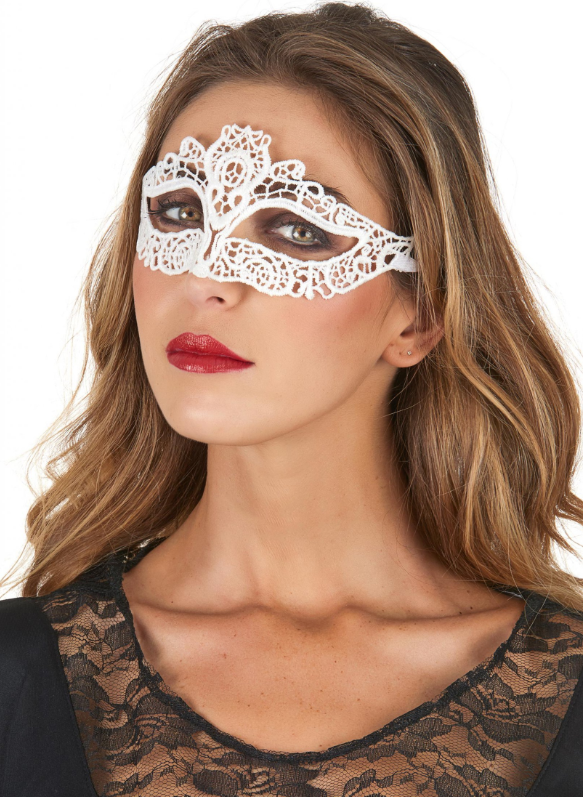 Masque dentellé blanc femme