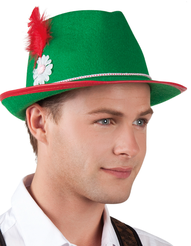 Chapeau bavarois vert à plume adulte