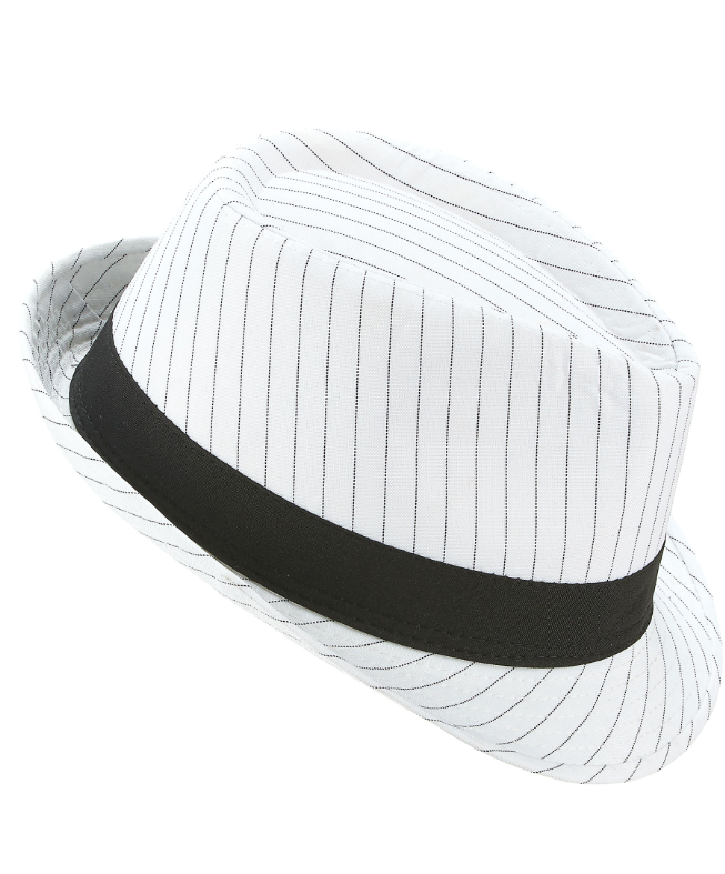 Chapeau borsalino blanc à rayures noires