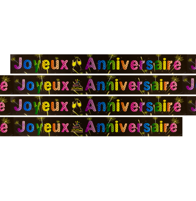 Bannière métallisée Joyeux anniversaire Feux d'artifice 3.60 m