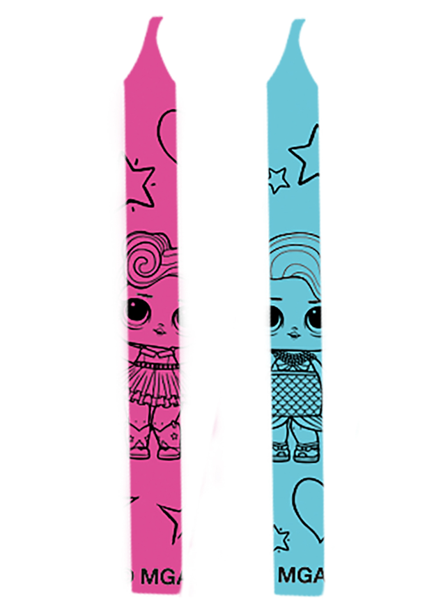 Bougies anniversaire avec supports LOL™ 6 cm