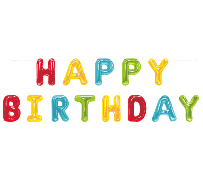 Guirlande lettres colorées Happy Birthday 2,74 m