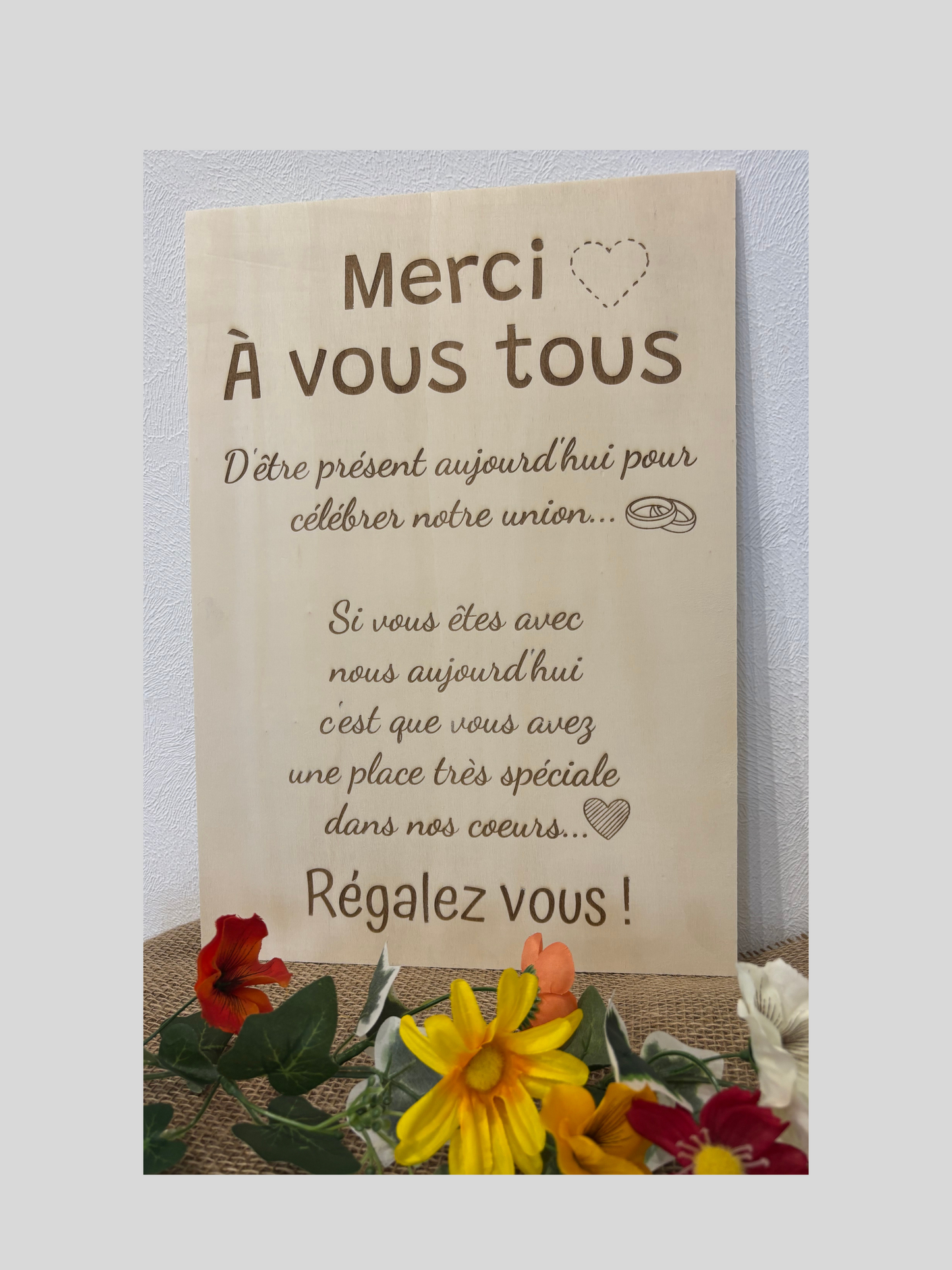 Planche d'accueil pour Mariage