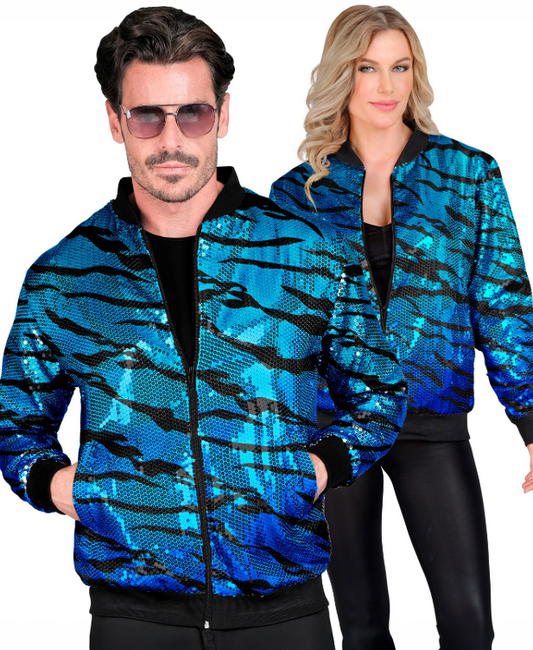 Veste à sequins vague bleue adulte