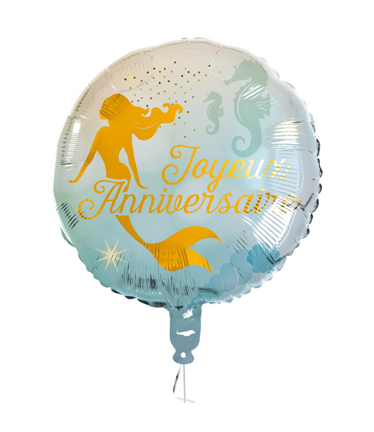 Ballon aluminium Joyeux Anniversaire sirène 45 cm