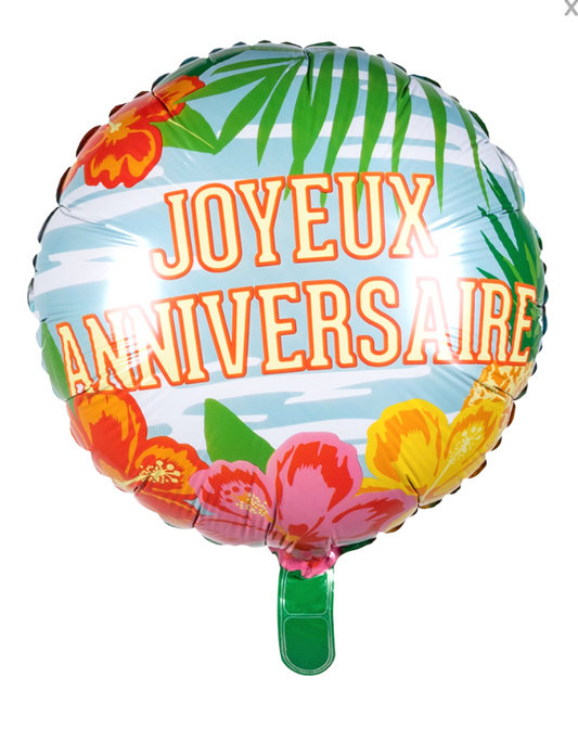 Ballon aluminium Joyeux Anniversaire Paradise 45 cm