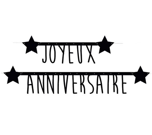 Guirlande noire Joyeux anniversaire 1,60 m