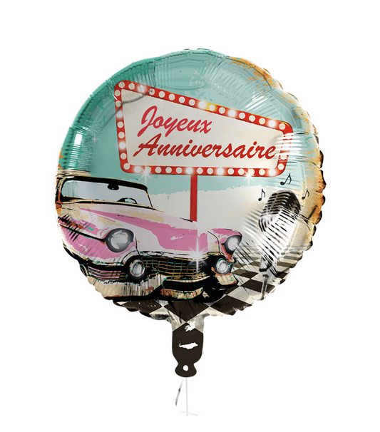Ballon aluminium Joyeux Anniversaire Rock'n'roll 45 cm