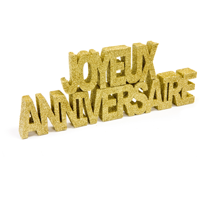 Décoration table Joyeux anniversaire or