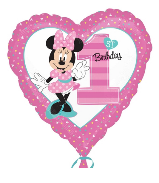 Ballon aluminium 1er Anniversaire Minnie ™ 43 cm