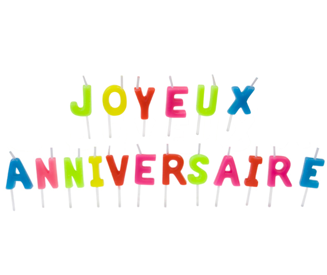 Bougies Joyeux anniversaire multicolores 4,5 cm