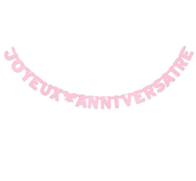 Guirlande Joyeux Anniversaire rose 280 cm