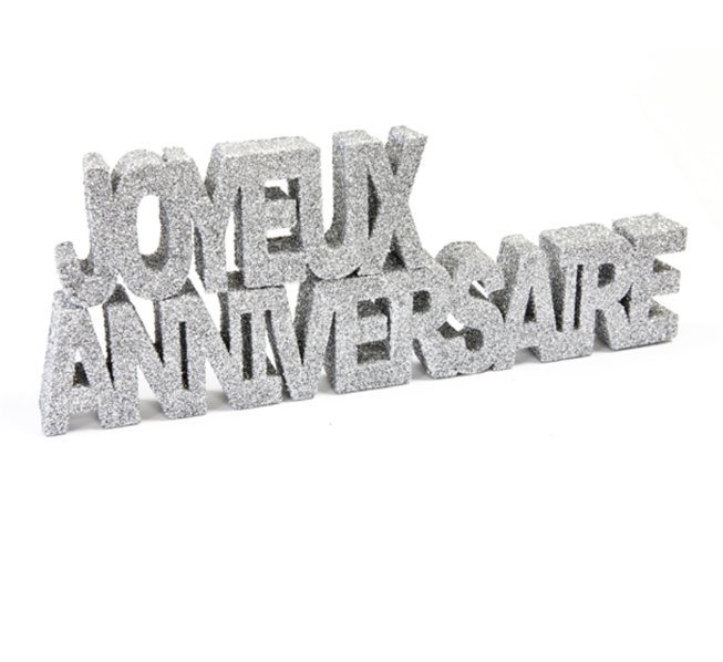 Décoration table Joyeux Anniversaire argent