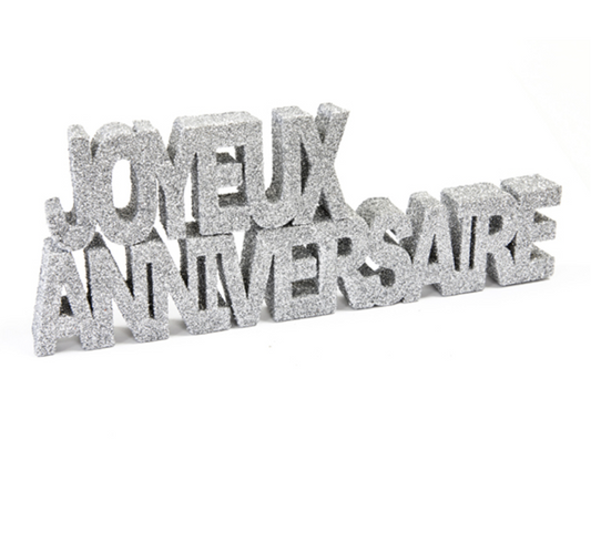 Décoration table Joyeux Anniversaire argent