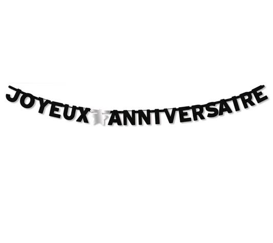 Guirlande Joyeux Anniversaire noire 280 cm