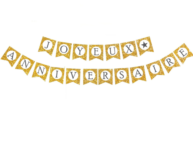 Guirlande Joyeux Anniversaire or pailletée
