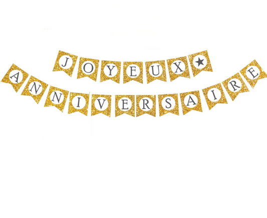 Guirlande Joyeux Anniversaire or pailletée