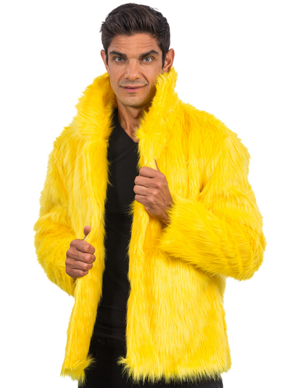 Manteau en fausse fourrure jaune adulte