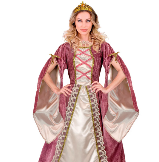 Déguisement princesse médiévale rose et blanche femme