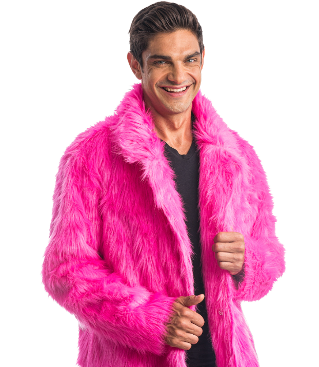 Manteau en fausse fourrure rose adulte