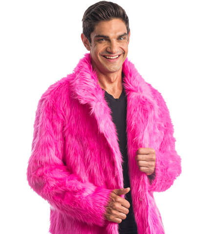 Manteau en fausse fourrure rose adulte