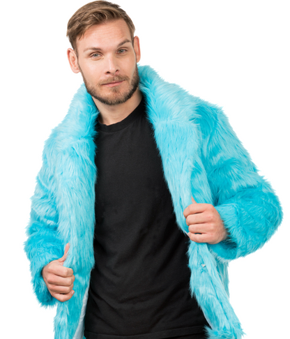 Manteau en fausse fourrure bleue adulte