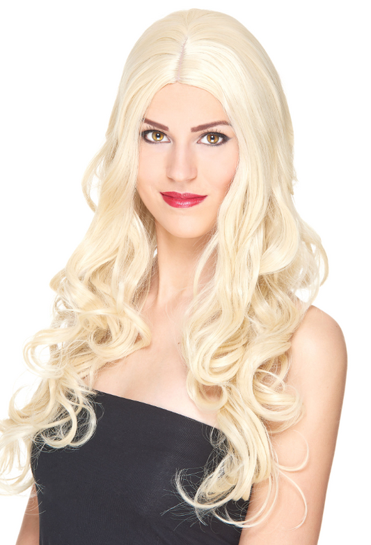 Perruque luxe blonde longue bouclée femme - 251g
