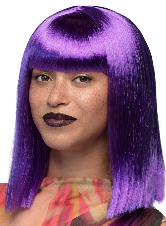 Perruque carré mi-long violette femme