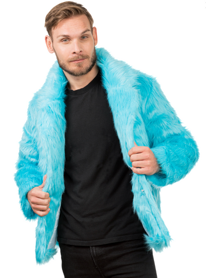 Manteau en fausse fourrure bleue adulte