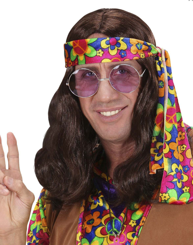 Perruque marron hippie adulte