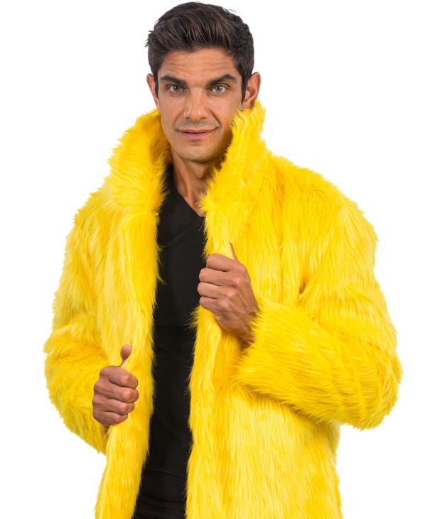 Manteau en fausse fourrure jaune adulte