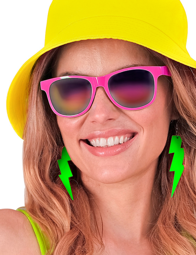 Boucles d'oreilles éclair vert fluo