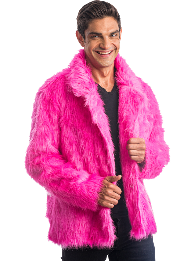 Manteau en fausse fourrure rose adulte