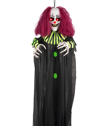 Décoration animée Clown Terrifiant suspendu 130 cm