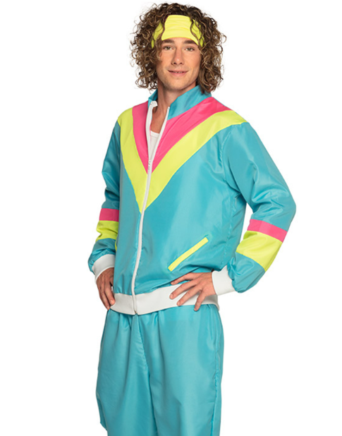 Déguisement Jogging Rétro Bleu Fluo Homme