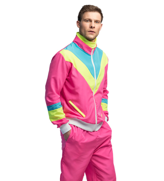 Déguisement Jogging Rétro Rose Fluo Homme