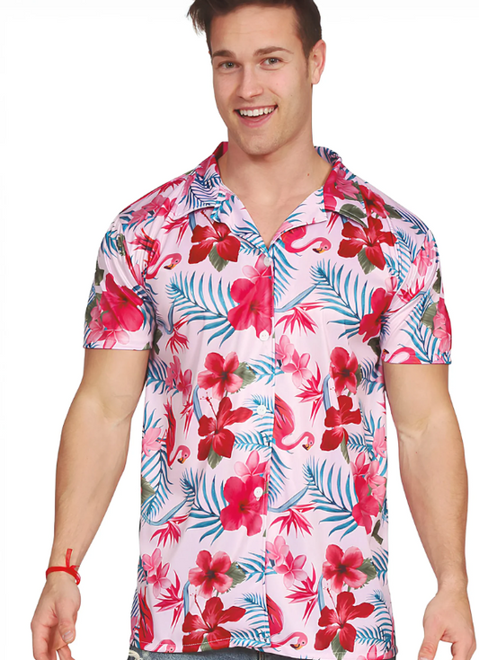 Chemise Hawaïenne Flamant Rose Adulte